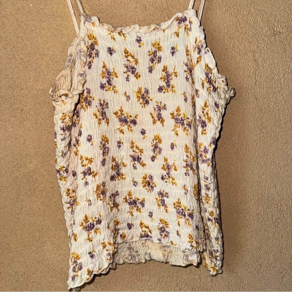 American eagle Floral Button-Down Spaghetti Strap Top cinched - Picture 5 of 6